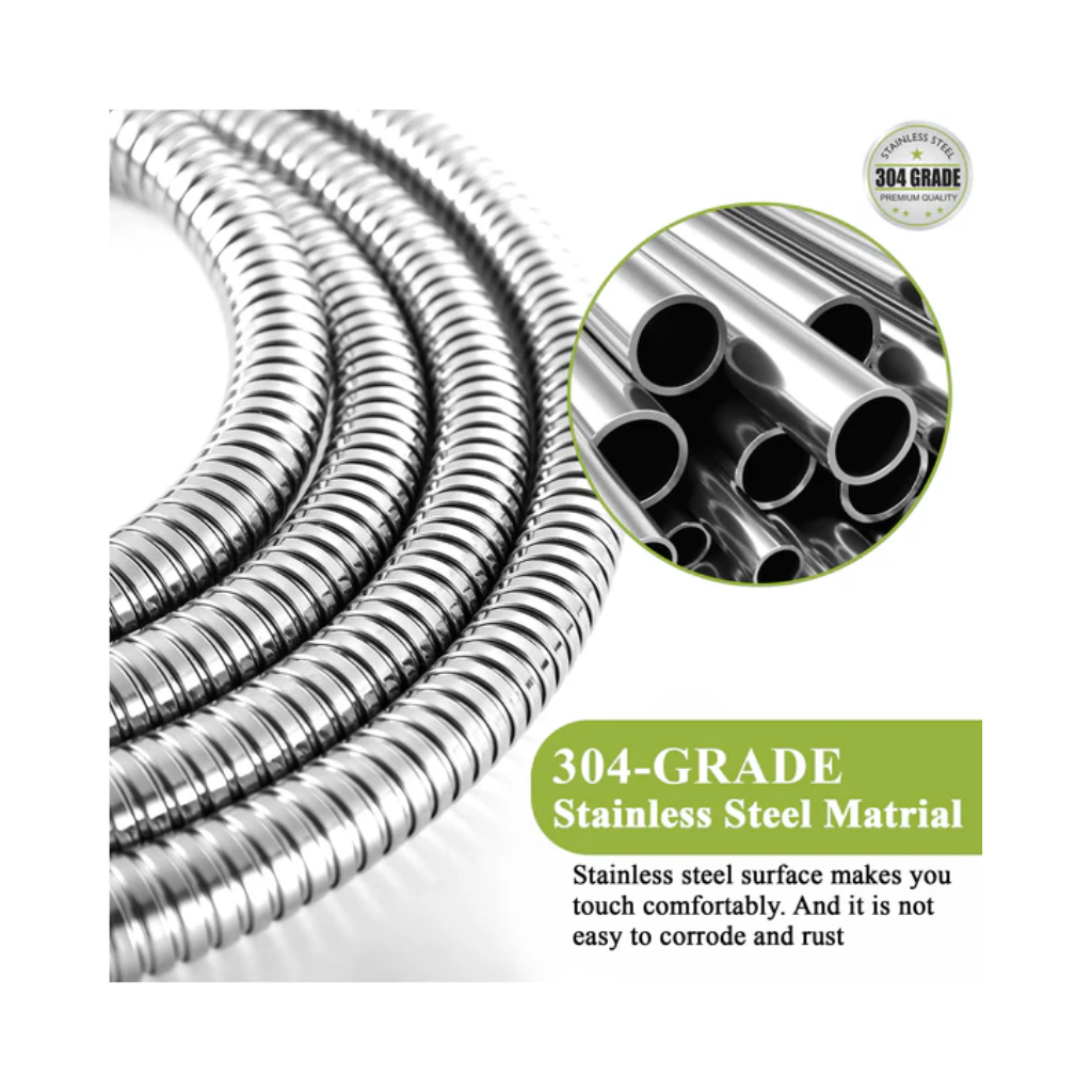 C308 1 Meter Flexible Shower Hose Pipe | Jet Spray Pipe for Toilet | Health Faucet Pipe Tube | Leak-Proof & Rust-Resistant Hose - Image 3